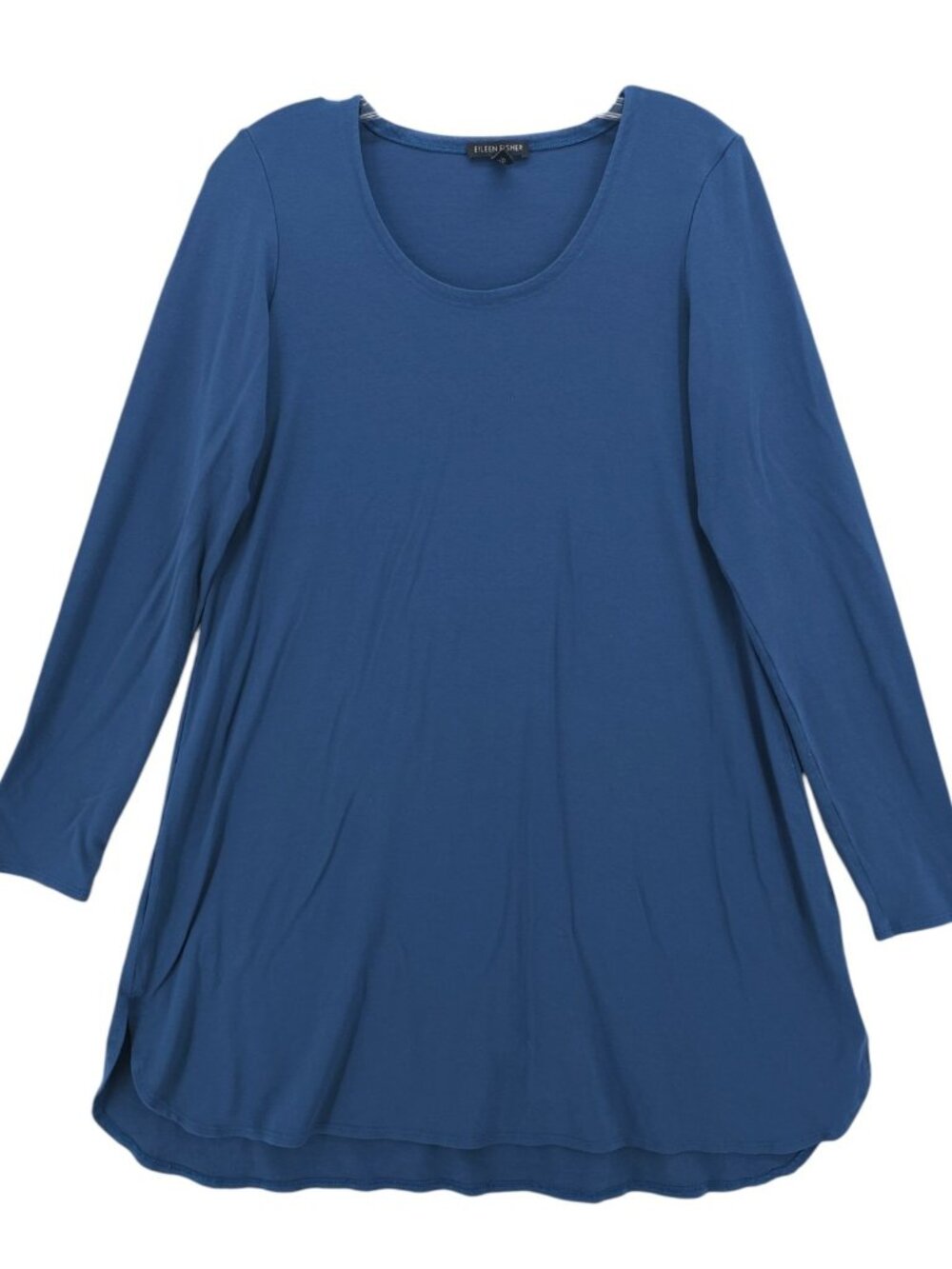 EILEEN FISHER Blue Dress Viscose Stretch Long Sleeve Size MEDIUM